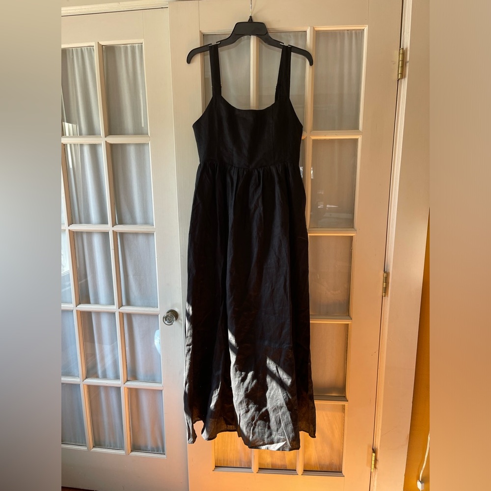 DISSH Spencer Black Linen Midi Dress NWT